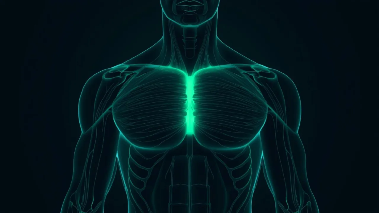 Anatomical diagram showing chest pecs shoulders delts and triceps muscles used in push day