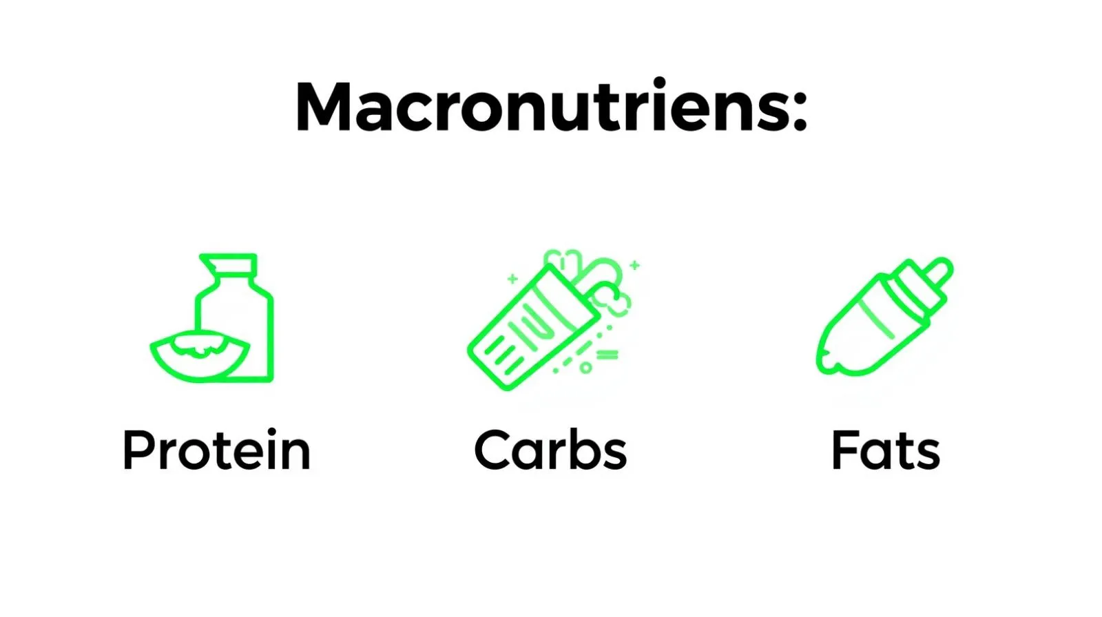 Macros explained infographic - protein, carbs, and fats breakdown