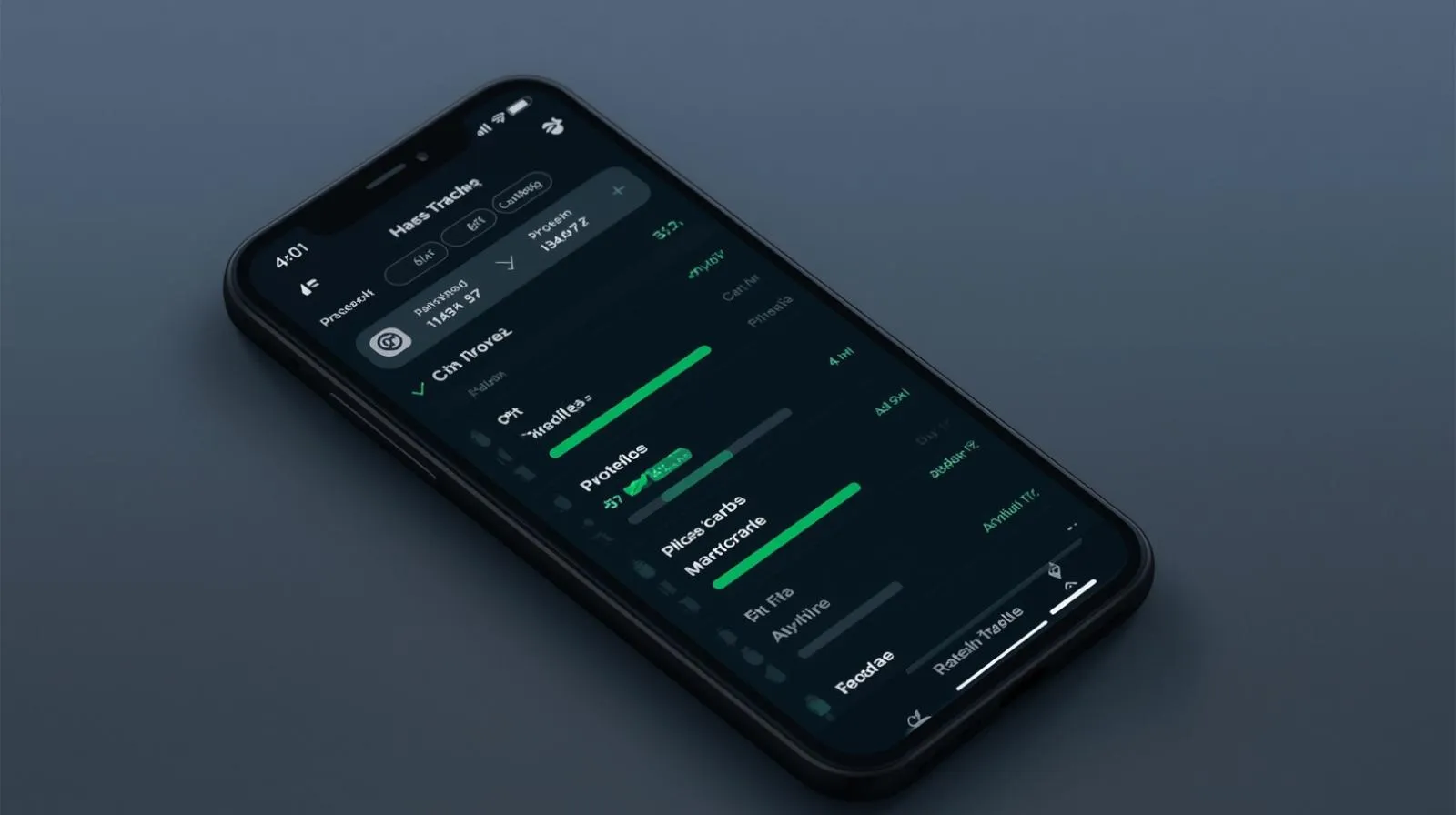 Macro tracking app interface and visualization