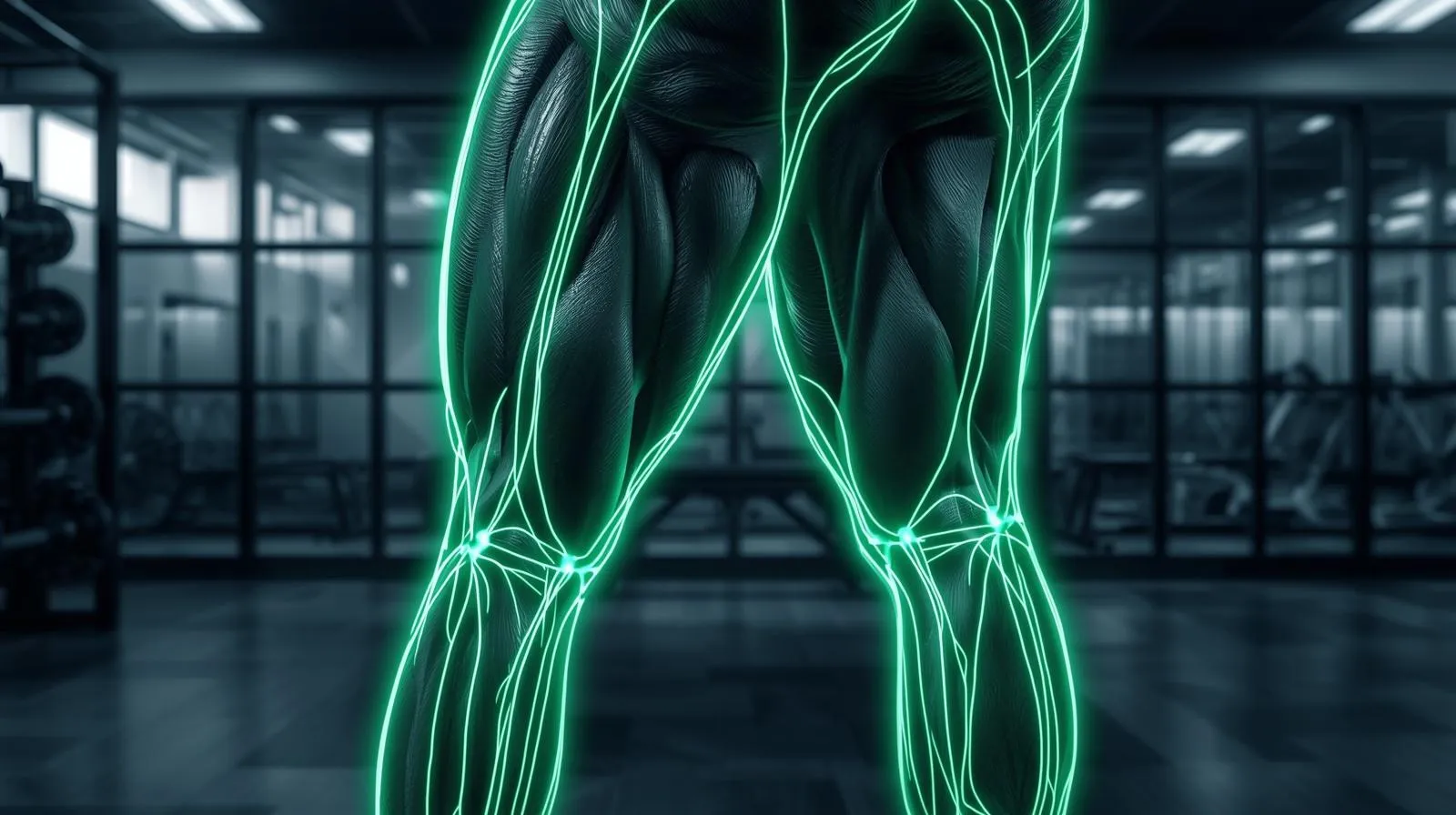 Leg muscles anatomy highlighting quadriceps hamstrings and glutes for leg day training