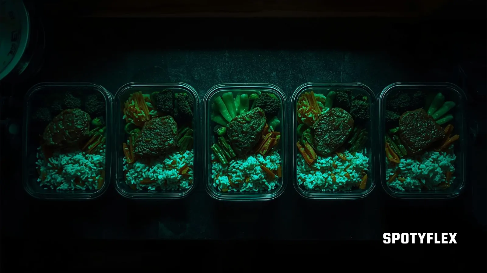 Muscle building meal prep containers with balanced protein, carbs, and vegetables