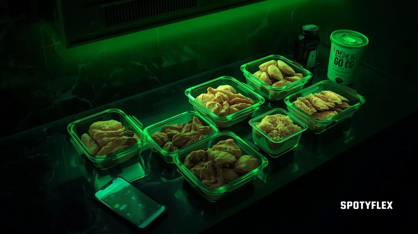Meal-prepped high protein foods in glass containers