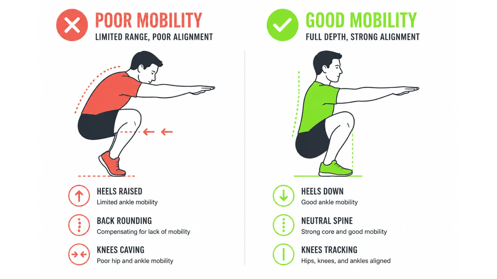 Mobility squat comparison diagram