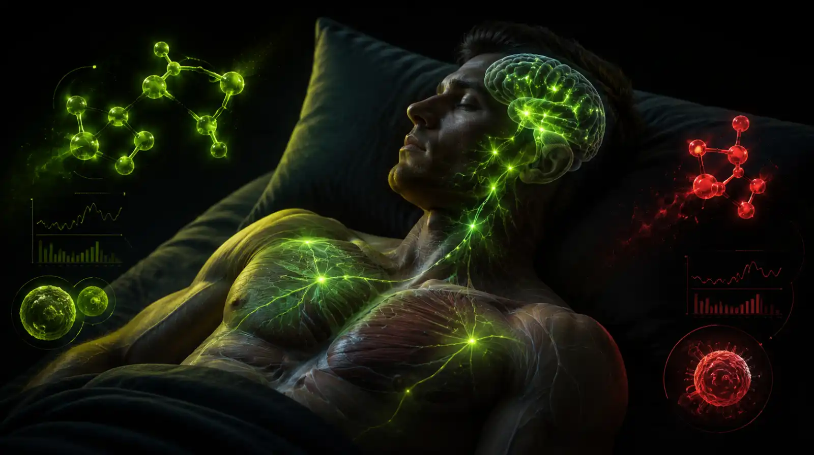 Hormonal pathways supporting muscle recovery during sleep
