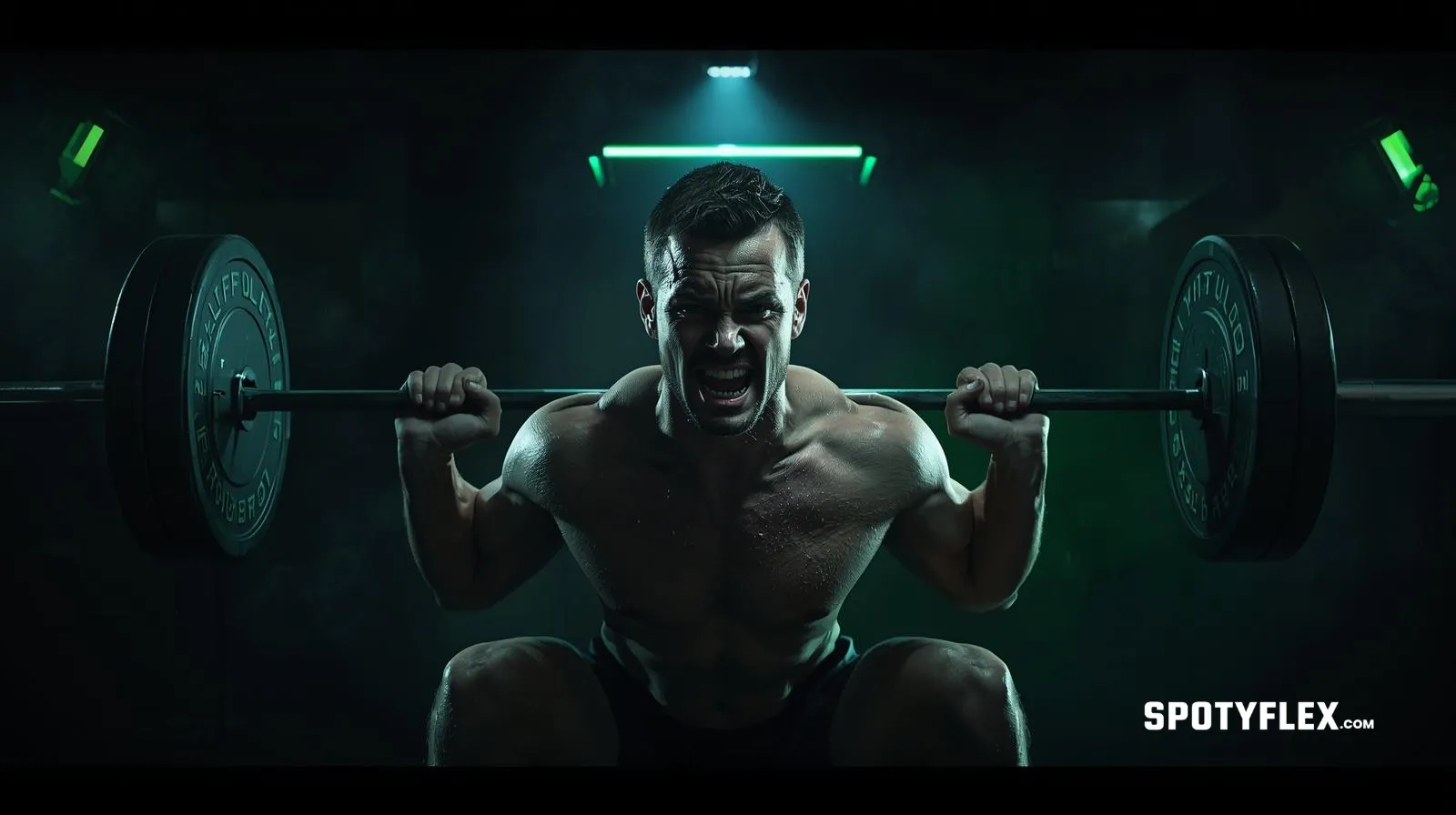 Heavy barbell squat — power and strength training