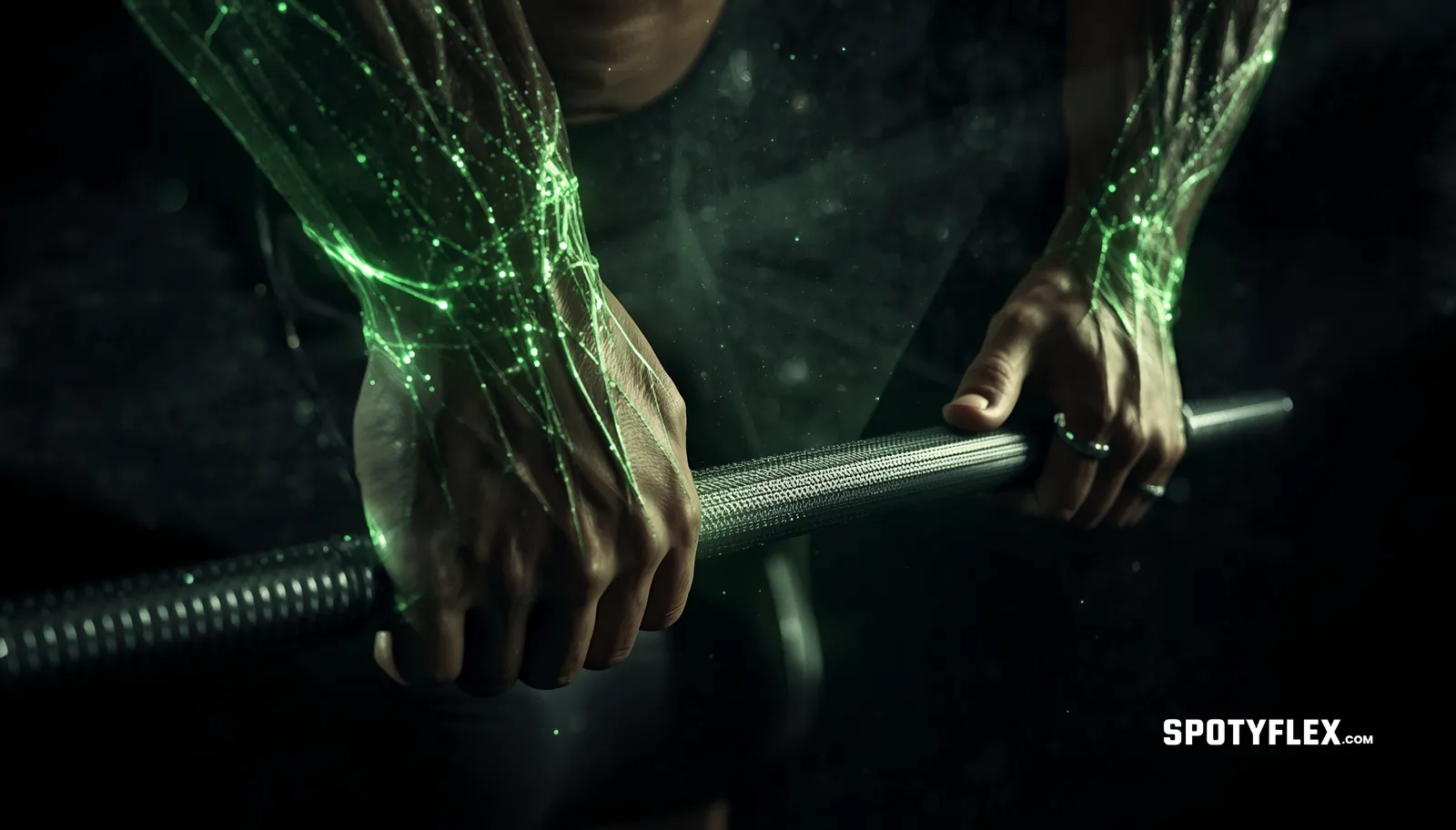 Close-up of hands gripping a barbell before starting a workout