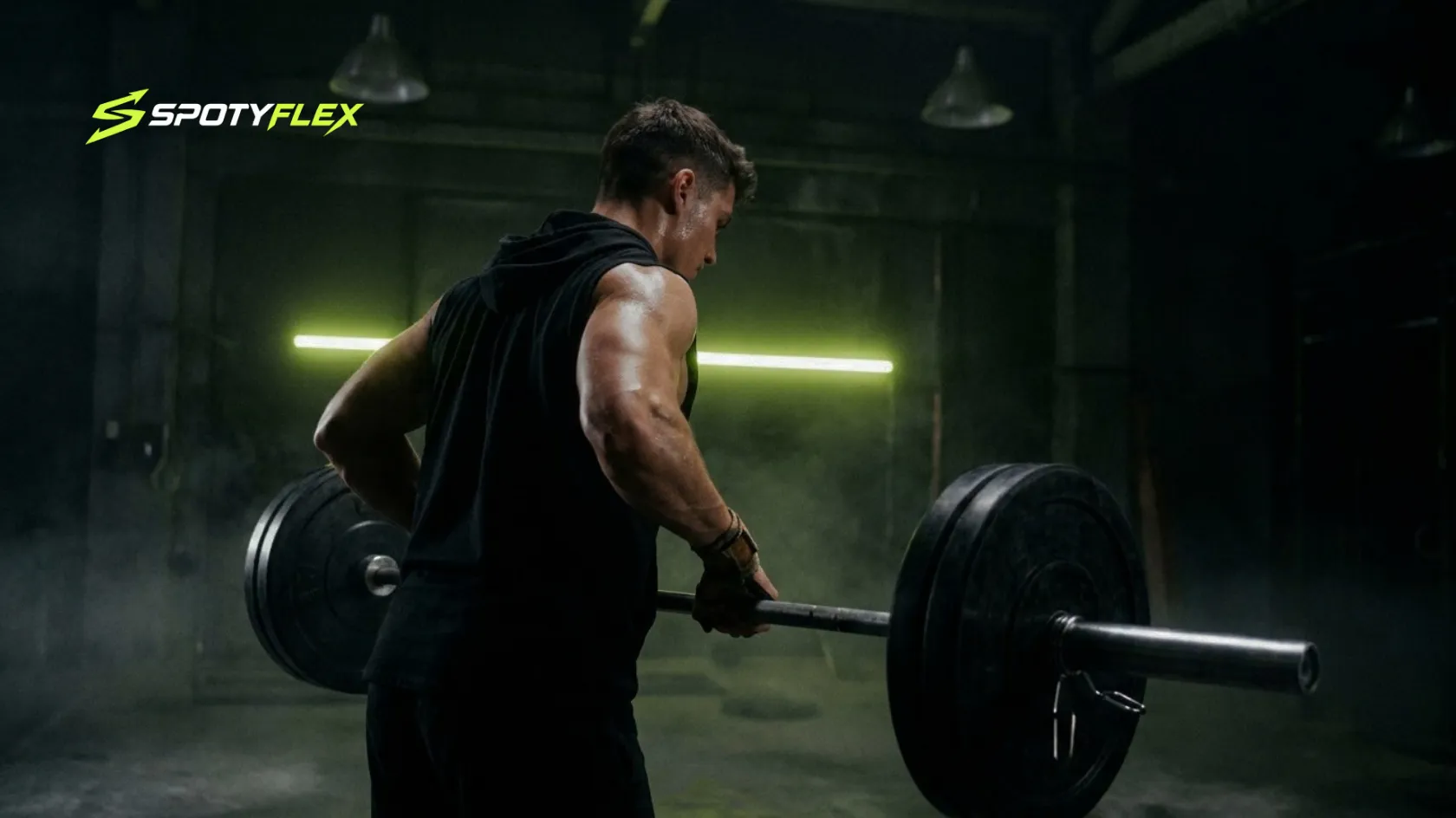 Athlete performing barbell rows for back training
